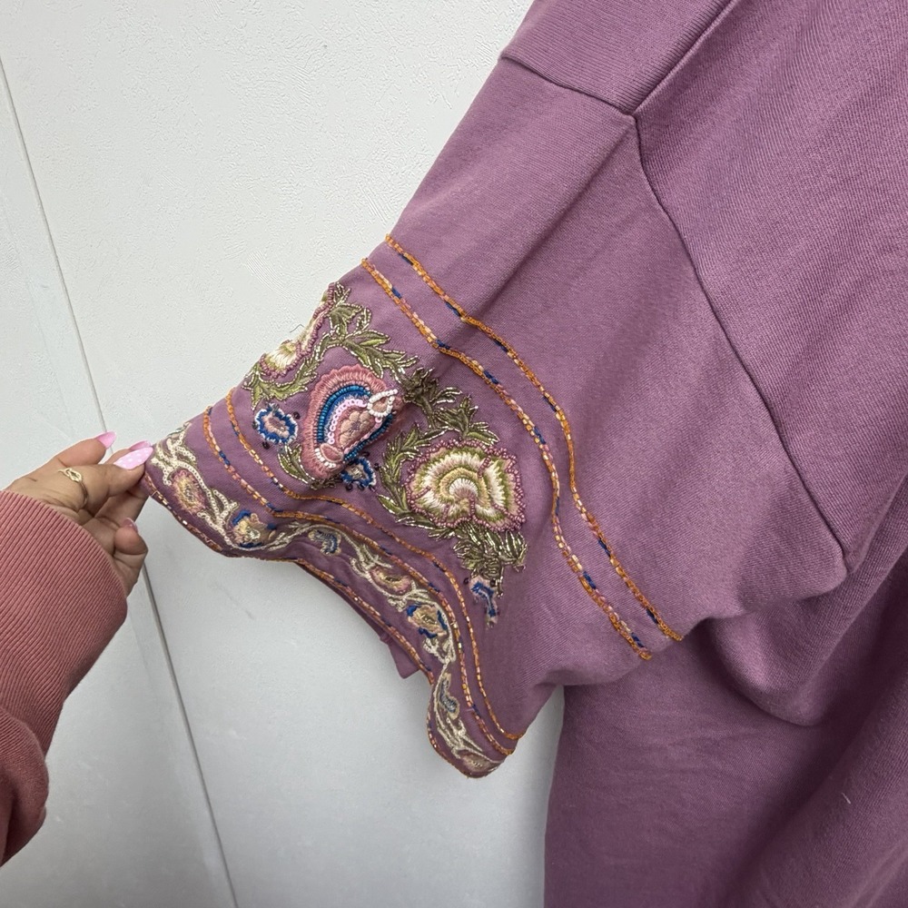 Aratta Juliette Embellished French Terry Kimono One Size Floral Boho‎ Hippie - Picture 11 of 13